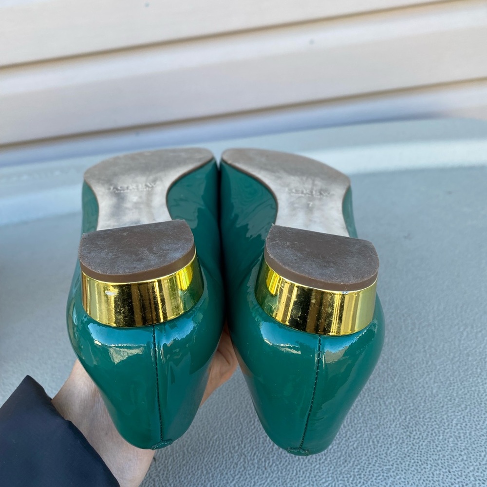 JCrew Green Flats with Gold Heel Women’s 7 - Picture 7 of 12